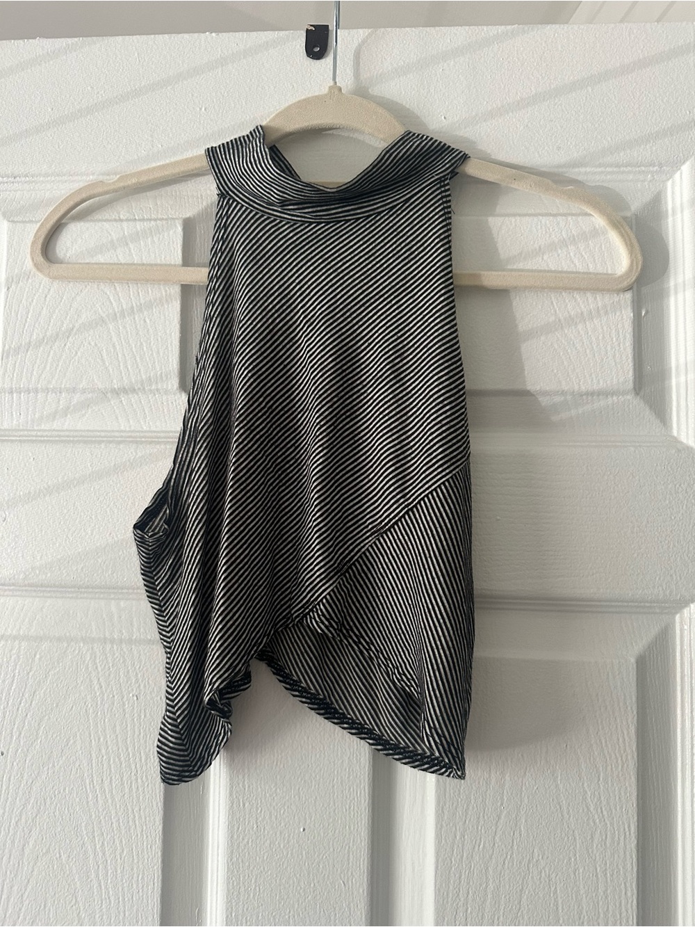 Striped High-Neck Black and White Tank Camisole